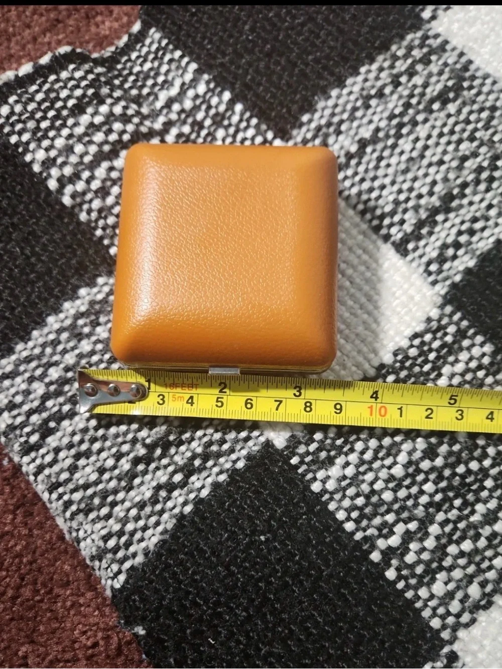 Vintage Brown Leatherette Clamshell Jewelry Presentation Case Cufflink Gift Box